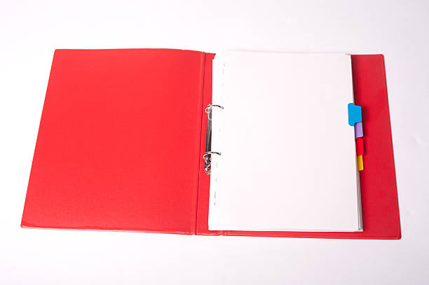Red Folder with tabbed pages stock photo