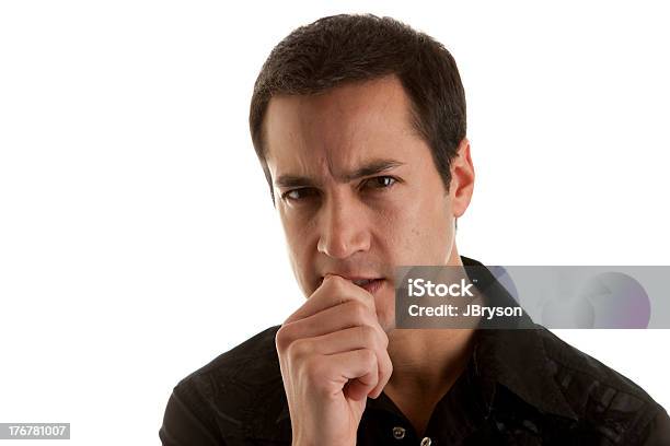 Man Is Bites His Fingernail Nervously Closeup Headshot Stock Photo - Download Image Now