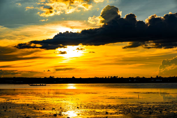 istock Evening sunset with a big boat in nature 1767811802