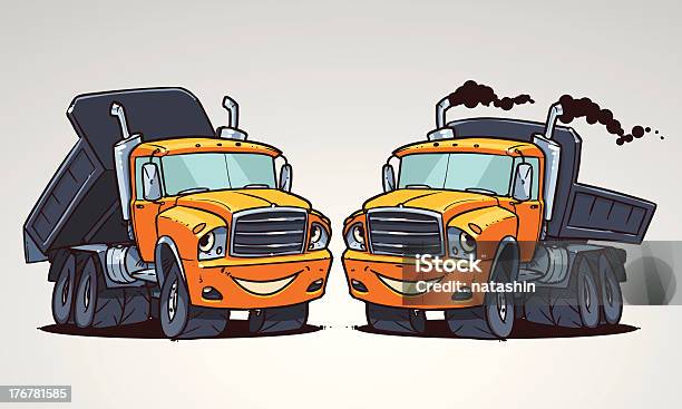 Ilustración de Camión De Dibujos Animados Tipper y más Vectores Libres de Derechos de Camión de descarga - Camión de descarga, Amarillo - Color, Camión de juguete