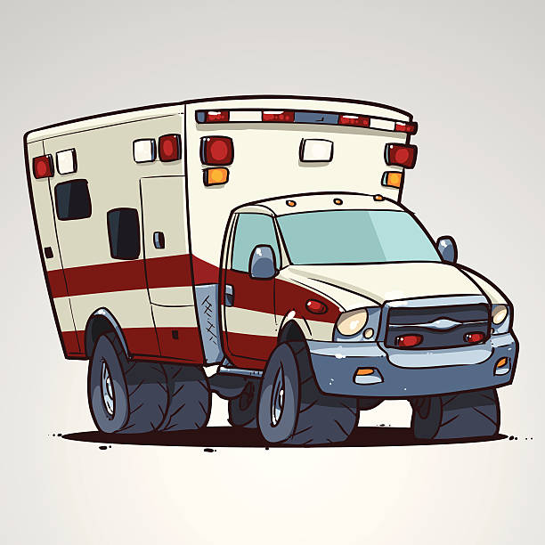 Cartoon ambulance car vector art illustration