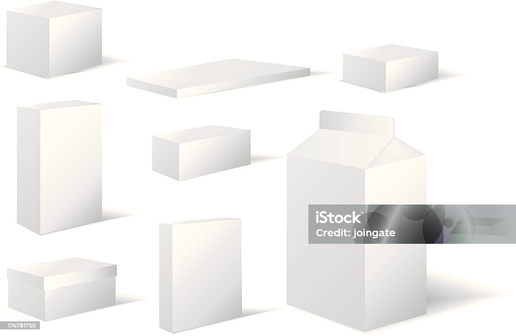Selecção das caixas em branco branco de tamanho diferente - Royalty-free Branco arte vetorial
