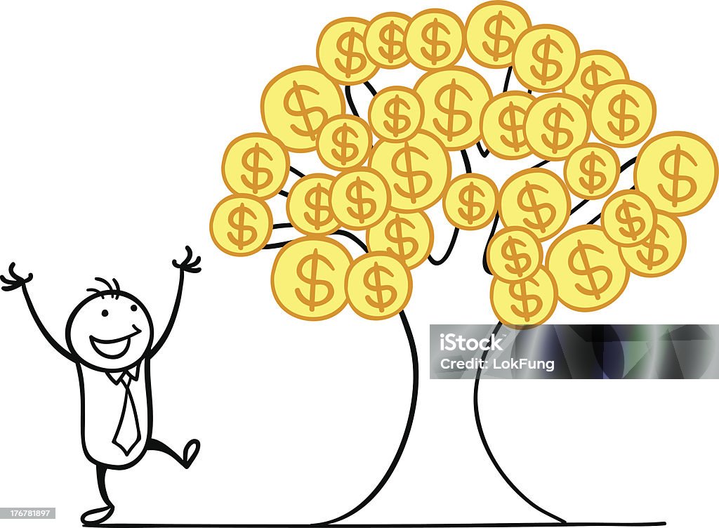 Árbol de dinero. - arte vectorial de Alegre libre de derechos