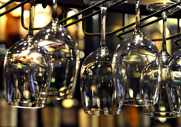 istock Crystal Wine Glass Hanging On A Rack 176781901