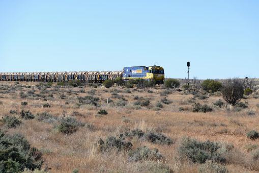 Freight train riding in the Outback of South Australia.