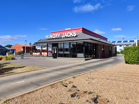 Hungry Jacks fast food chain store in Broken Hill, a town in the far west region of outback New South Wales, Australia.