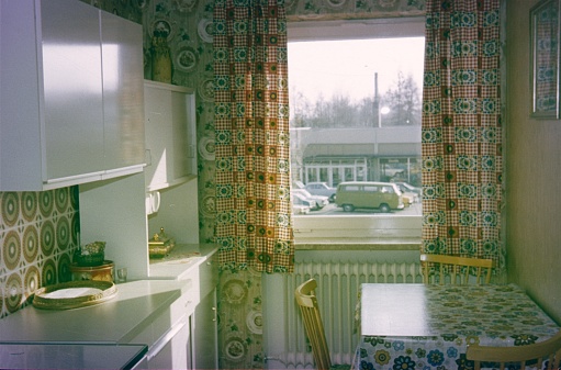 Germany, 1978. The new fitted kitchen.