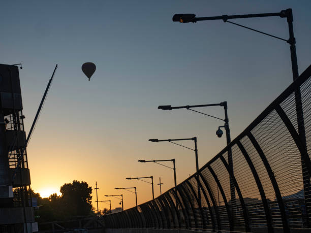 The pedestrian walkway at the Melbourne Cricket Ground early morning