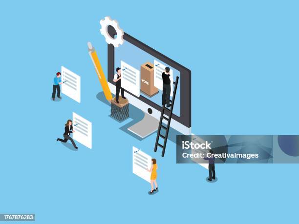 Modernized Voting System Electronic Voting Modern System Political Competition And Electio Stock ...