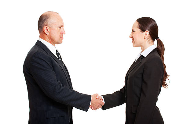 istock serious man greeting the young woman 176788219