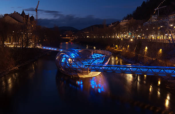 HDR-nightview of the Mur-island in Graz