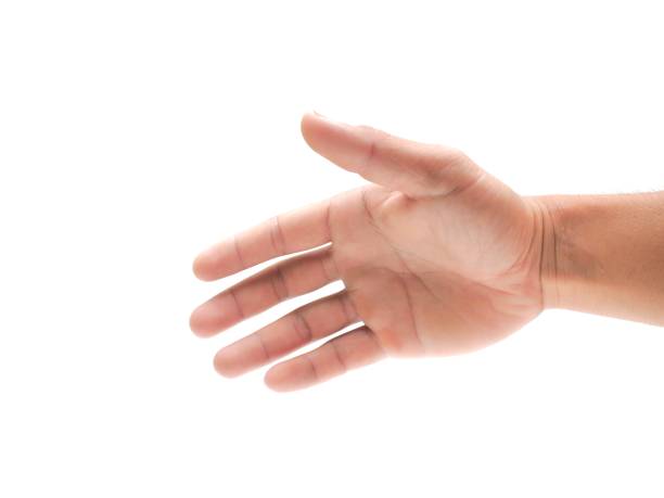 istock Male hands extended forward to shake hands or grab something on white background business concept. 1767900994
