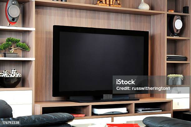 Tv And Lounge Stock Photo - Download Image Now - Television Set, Living Room, Flat Screen