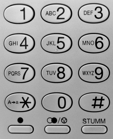 Telephone keypad with the numbers and the alphabet.