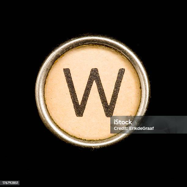 Typewriter Letter W Stock Photo - Download Image Now - Alphabet, Antique, Black Color