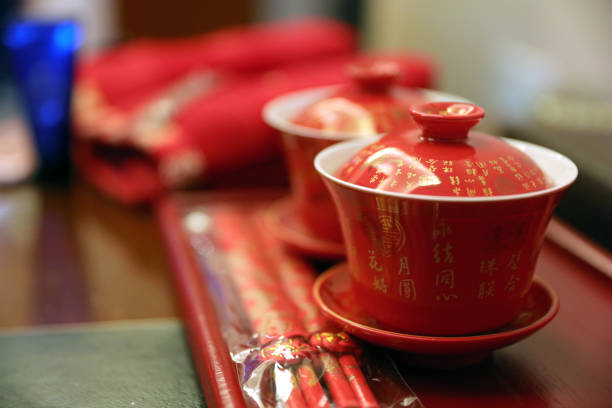 istock Red tea bowl used in Chinese wedding 1767930098