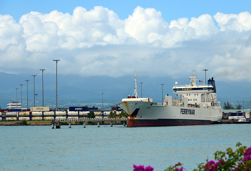 Pointe-à-Pitre, Grande-Terre, Guadeloupe: Marin (IMO 8912376) Ro-Ro Cargo ship moored at the Port of Guadeloupe - ('grand port maritime de la Guadeloupe', aka 'Guadeloupe Port Caraïbes').