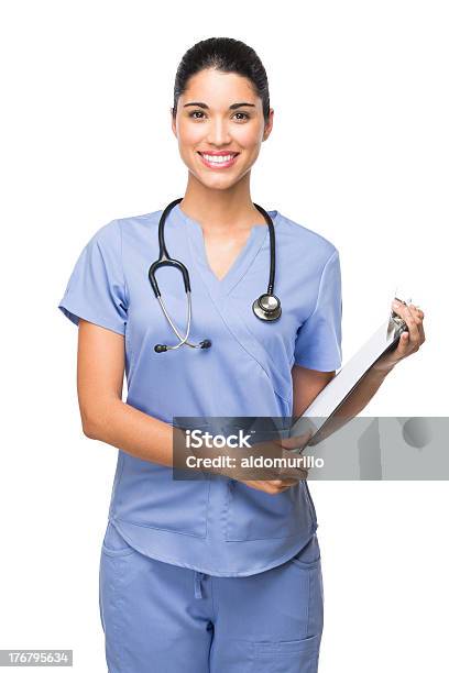 여성 간호사 미소 서 있기에 대한 스톡 사진 및 기타 이미지 - 서 있기, 여자 간호사, 20-29세
