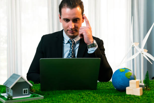istock Businessman planning on his laptop with ECO strategy. Quaint 1767962888