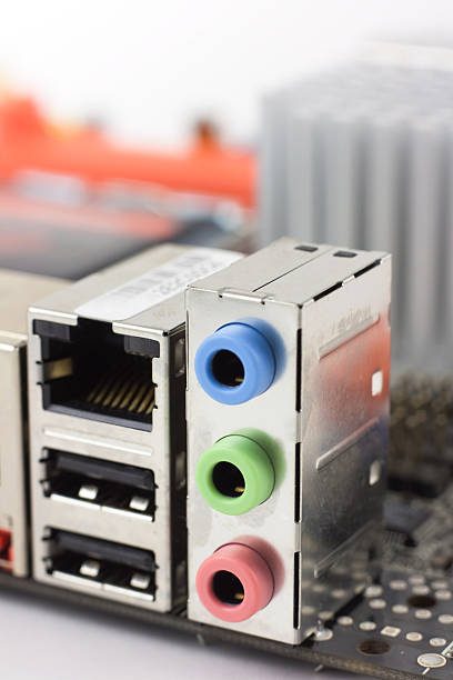 istock USB, LAN, Ethernet and Audio ports on computer mainboard 176798000