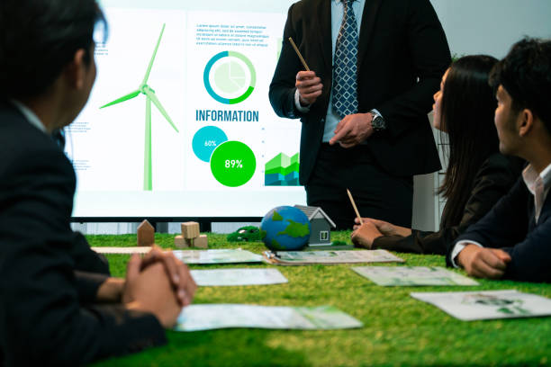 istock Businessman leader give presentation on eco-friendly implementation. Quaint 1767990448