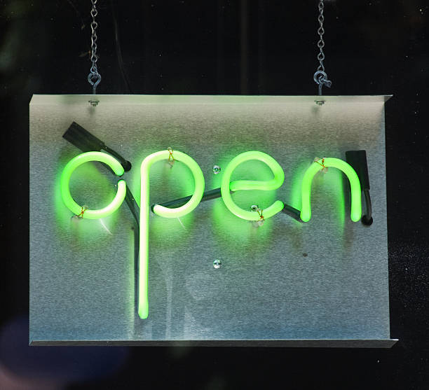 istock Open  Sign, Green Neon, lower case letters 176799329