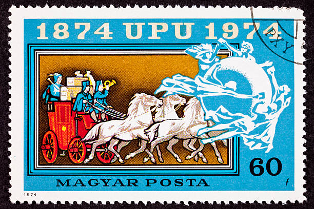 istock Canceled Hungarian Postage Stamp Mail Delivery Stagecoach Universal Postal Union 176799418