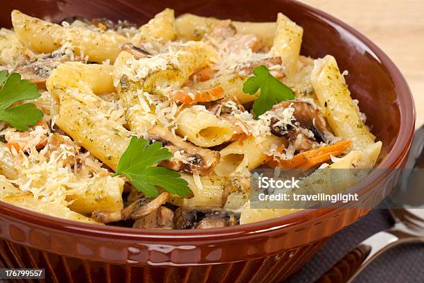 Pasta Bake With Mushrooms And Tuna Stock Photo - Download Image Now - Baking, Edible Mushroom, Pasta