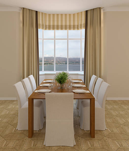 Modern interior of dining-room. 3d render.