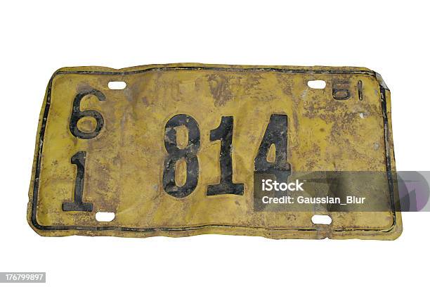 License Plate 1961 Stock Photo - Download Image Now - License Plate, Metal, Rusty