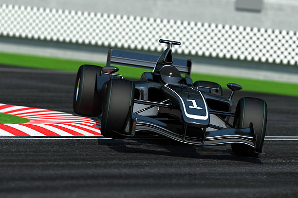 istock Computer generated open-wheel single-seater racing car car hitting the apex 176800422
