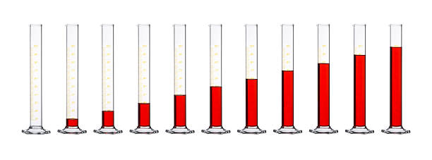 cilindros de medição de uma linha - laboratory glassware beaker flask glass imagens e fotografias de stock