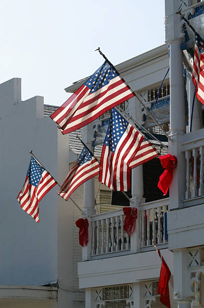 bandiere americane - us state flag national flag flag three objects foto e immagini stock