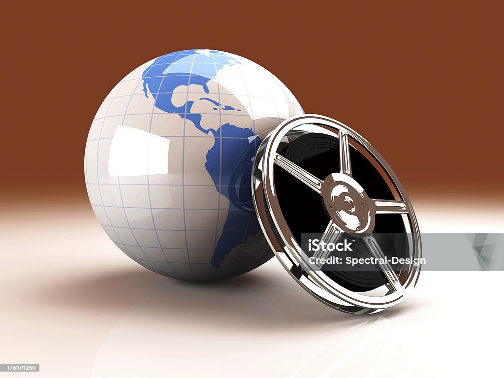 World of Video 3D rendered Illustration. Isolated on white. Film Industry Stock Photo