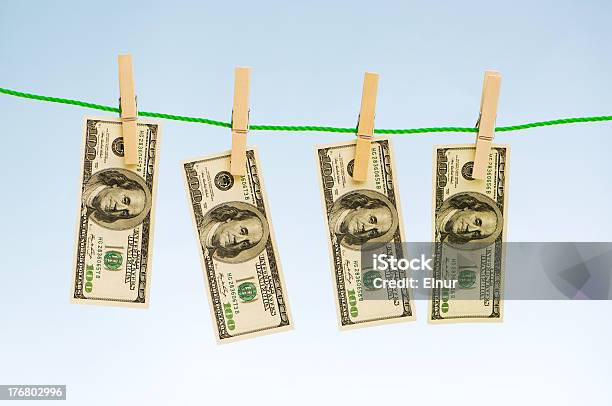 Money Laundering Concept With Dollars On The Rope Stock Photo - Download Image Now - Banking, Business, Cleaning