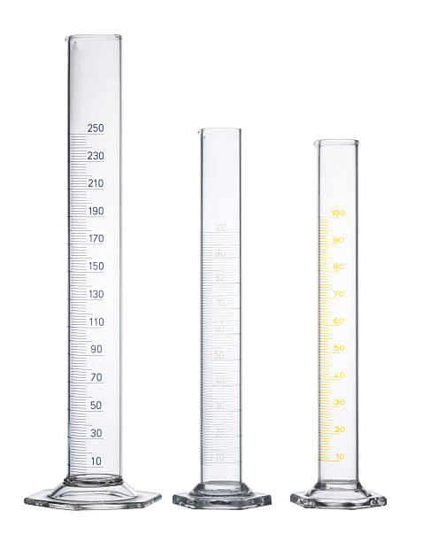 measuring cylinders 3 empty measuring cylinders made of glass in white back laboratory glassware stock pictures, royalty-free photos & images