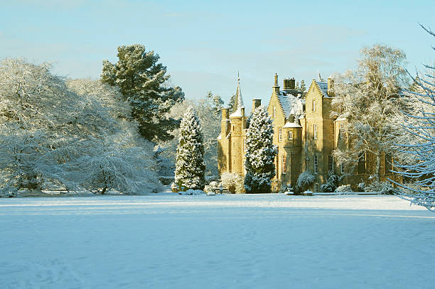 Carberry Tower in late afternoon sunshine stock photo