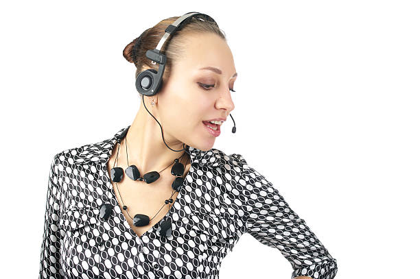 istock Cute business woman talking 176803379