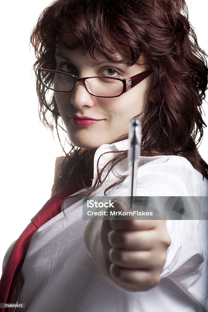 Donna con penna - Foto stock royalty-free di 20-24 anni