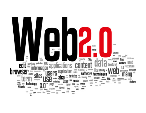 Web 2.0 related concepts in word tag cloud isolated on white background