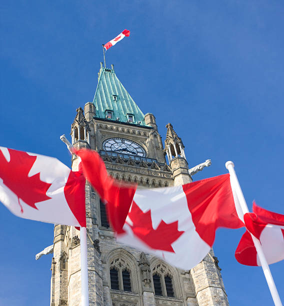 istock Flags and Peace Tower, Parliament of Canada 176804752
