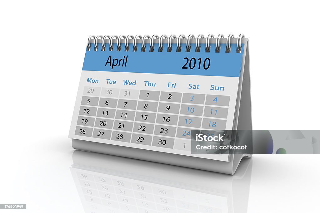 Calendario de abril de 2010 - Foto de stock de Abril libre de derechos