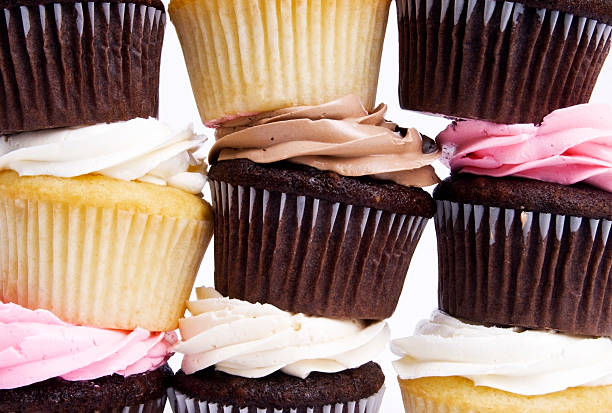 istock Stacks of Gourmet Cupcakes, Desserts With Icing 176805044