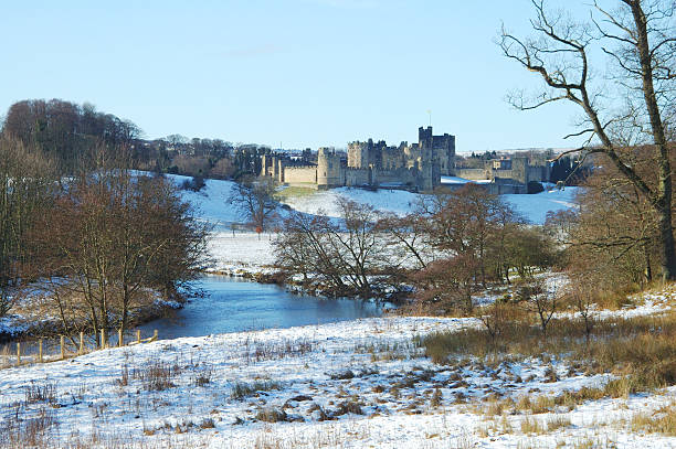 Alnwick Castle in winter stock photo