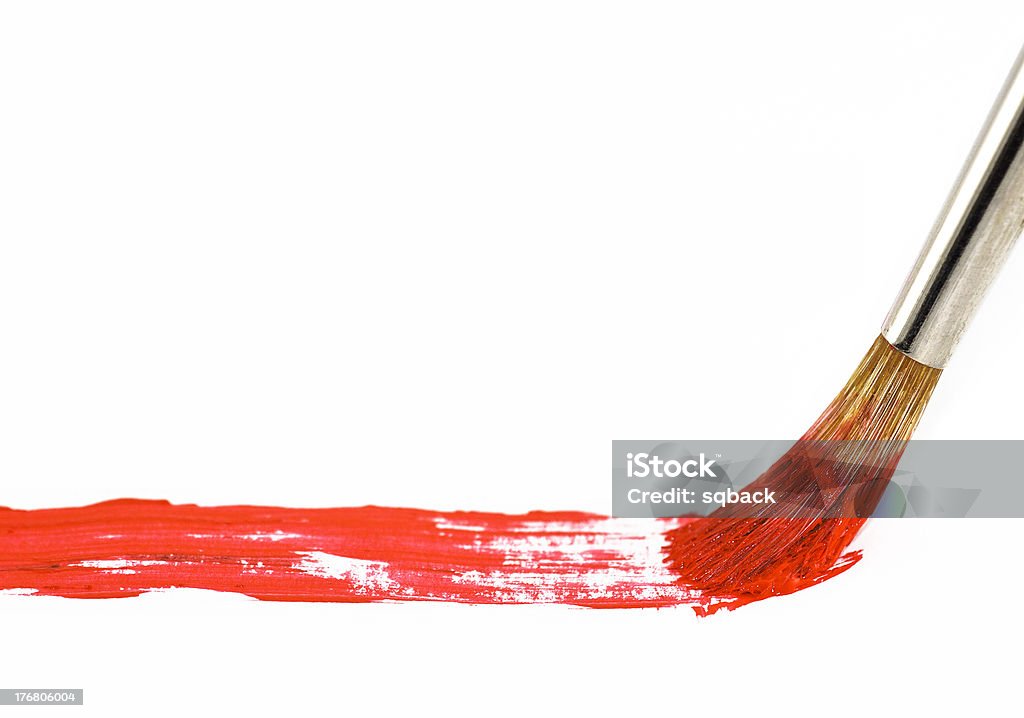 Cepillo de pintura roja - Foto de stock de Arte libre de derechos