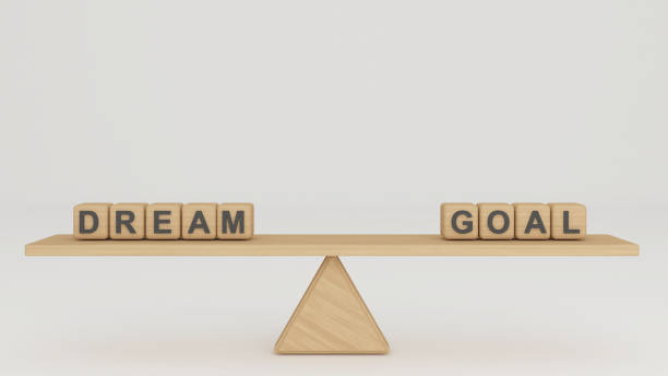 istock Comparison between dreams and goals, idea and  concept ,business investment finance,3d rendering 1768060366