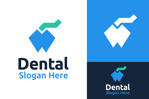 Simple Teeth Tooth Dent Dental Dentist with Increase Growth Progress Statistic Logo Design Branding Template