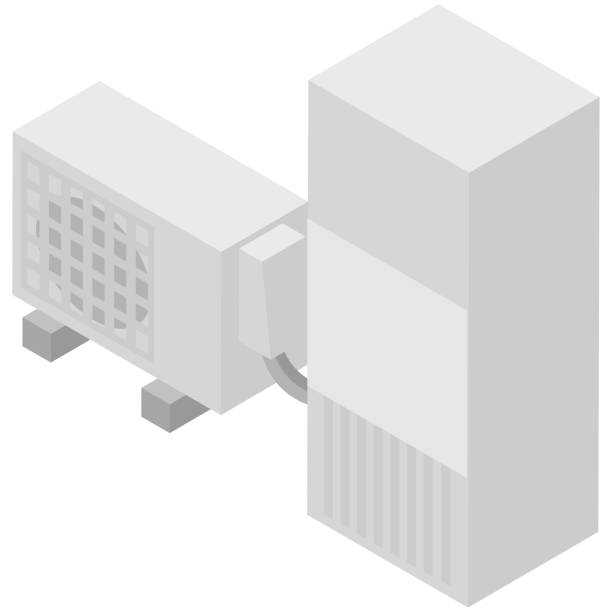 isometrisches warmwasserbereiter-icon-material - wärmepumpe stock-grafiken, -clipart, -cartoons und -symbole