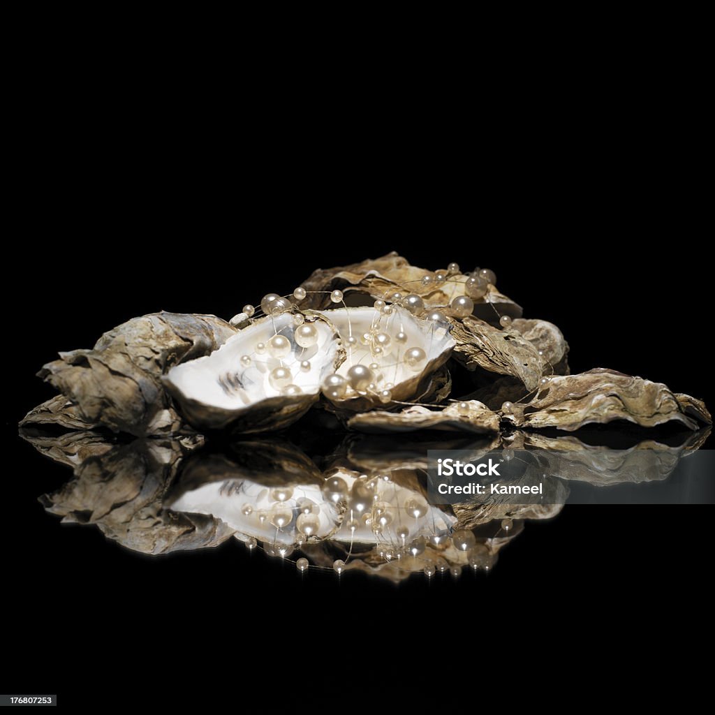 pearls and oysters oyster with pearls in a luury setting Animal Shell Stock Photo