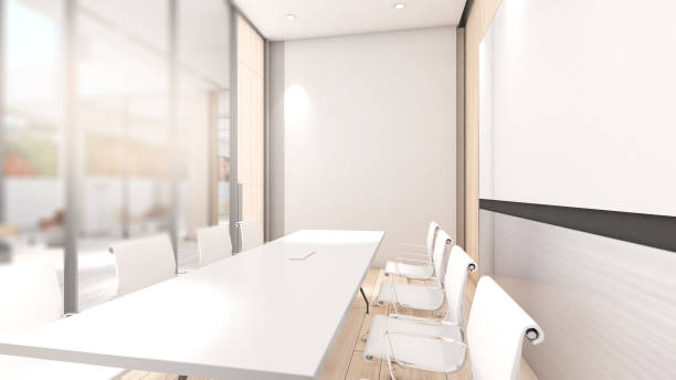 istock A small meeting room for 8 seats in an office building., 3d rendering 1768073182